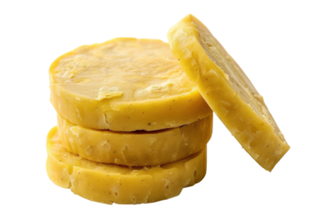 Stack of polenta slices on transparent background