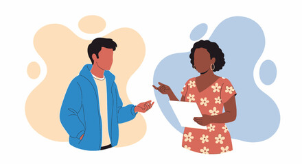 Diverse colleagues discussing project, perfect for website landing page or presentation.