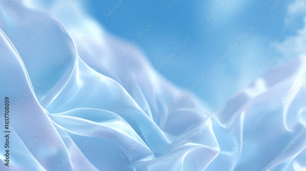Aufkleber soft white fabric flows gently against a blue sky, creating a serene and calming atmosphere with bil