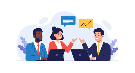 Diverse business team collaborating on project, ideal for website landing page or presentation.