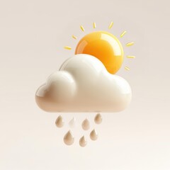 구름, 해, 비를 표현한 3D 날씨 아이콘

