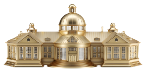 Ornate golden school building with a grand majestic facade