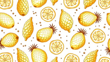 Arrangement illustration of fresh oranges and pineapples on a white background, ideal for healthy lifestyle, summer themes, or food-related compositions