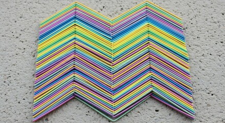 Vibrant zigzag pattern formed by stacked colorful frames creating a modern and artistic design