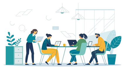 Teamwork in modern office, perfect for landing pages and presentations.