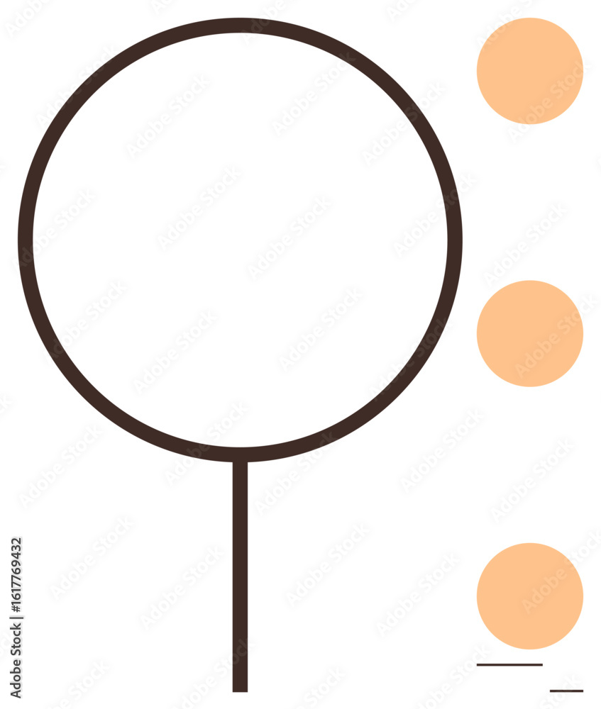 Poster flat design featuring a brown outlined tree and three orange circles in vertical alignment. ideal fo
