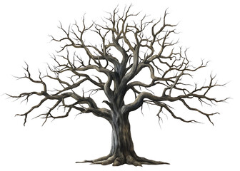 Gnarled Leafless Tree isolated on a transparent background
