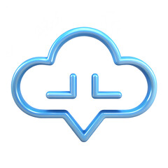 A blue cloud speech bubble icon isolated on white background