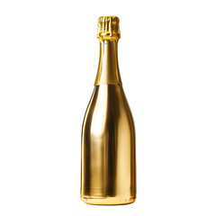 Golden champagne bottle isolated on a white background