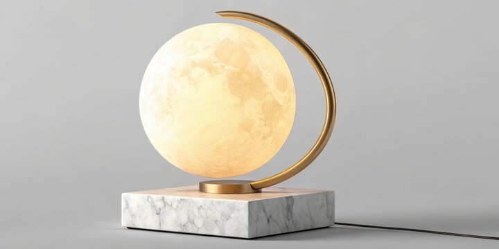 Elegant oval alabaster globe lamp with marble base isolated on white background