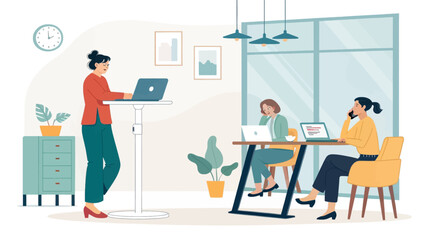 Modern Office Coworkers Collaborating: Illustration for Business Websites and Presentations