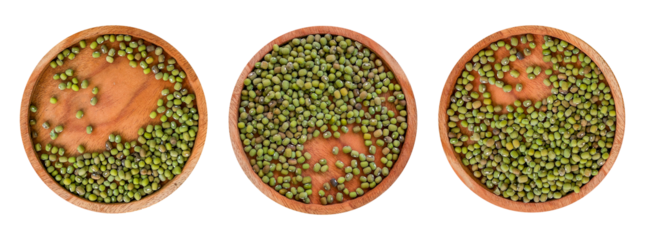 set of mung bean in a bowl isolated on white background	