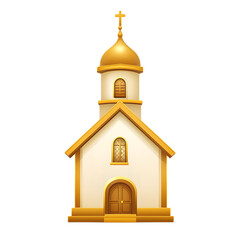 Ornate golden church icon against a white background