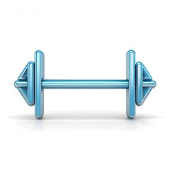 A blue dumbbell icon isolated on white background