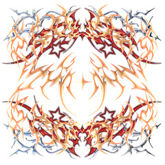 Tribal ornamental abstract. transparent background. Y2k 3D