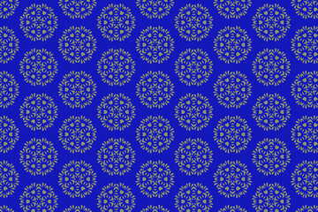 Stylish ornamental print ideal for textiles. A bold geometric blue floral pattern. Decorative pattern.
