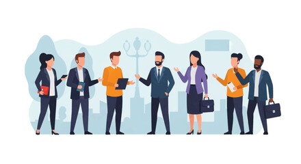 Diverse business people networking and collaborating, ideal for websites, presentations, and marketing materials.