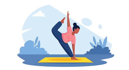 Woman doing yoga outdoors, perfect for wellness websites or brochures.
