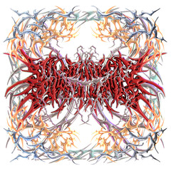 Frame Tribal ornamental pattern. transparent background. Y2k 3D