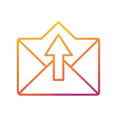 An envelope with an upward arrow symbolizing sending or uploading a message, isolated on white background