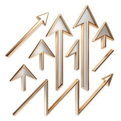 Multiple arrows pointing upwards, symbolizing growth, progress, and success, isolated on white background