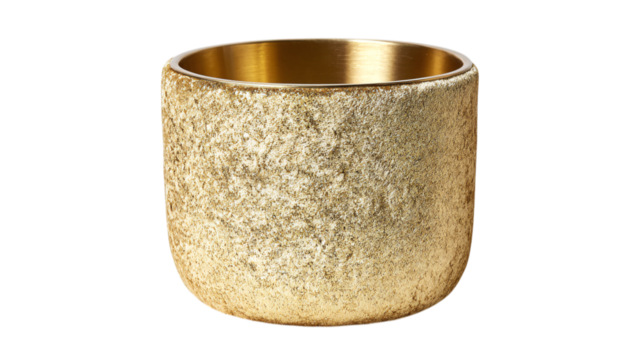 A velvet-wrapped brass prestige champagne cooler crafted with dual-layer luminous textures, white background --ar 16:9