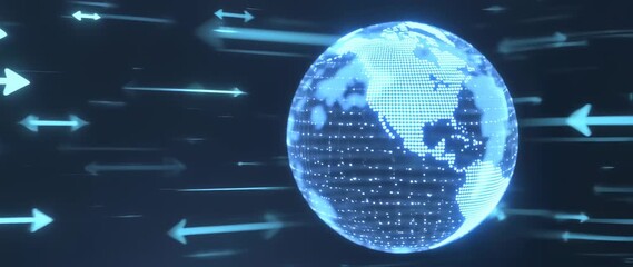 Digital globe with arrows - Powered by Adobe