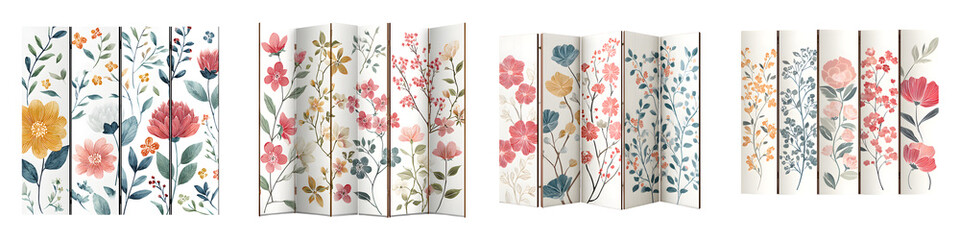 Floral Screen Dividers: Watercolor Painted Room Partition Set
