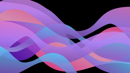 Purple, black, blue and pink abstract colorful vector background with pink and blue waves. Digital dynamic gradient wallpaper. Luxury backdrop. 