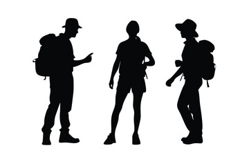 Safari Explorer Vector Silhouette Set - Adventure & Travel Character Illustrations