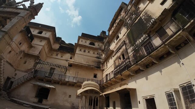 Architectural Details of Inner Courtyard at Taragarh Fort in Bundi, India