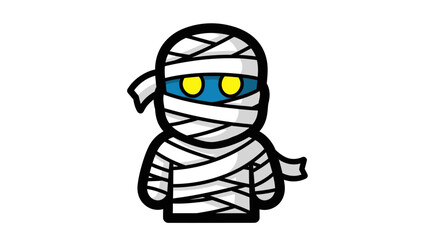 Vector SVG Icon of Cartoon Mummy Character with Bandages and Yellow Eyes in Flat Design Style