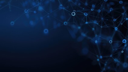 Abstract network graphic, with interconnected nodes and lines on dark background