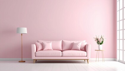 Serene Pink Living Room Interior Design
