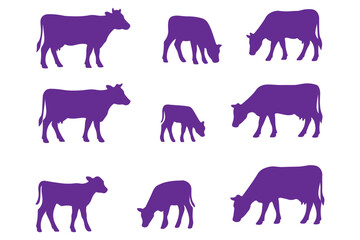 silhouettes of cows. animals vector stock illustration