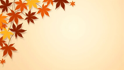 Halloween Orange and brown maple leaves swirling across a soft beige background, subtle shadow effect, suitable for elegant Halloween invitations (4)