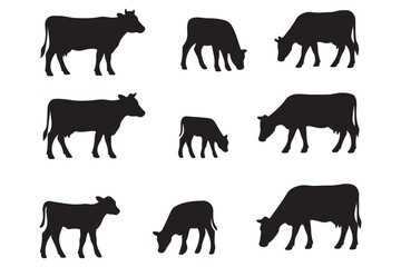 silhouettes of cows. animals vector stock illustration
