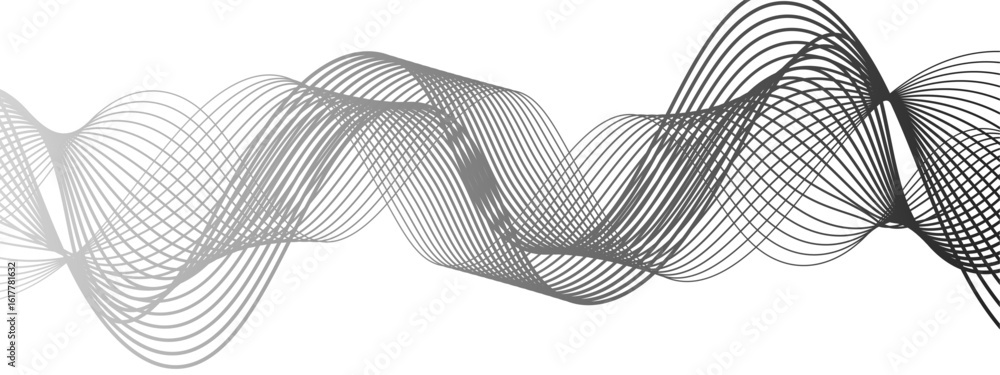 Poster abstract modern background with black and white wavy lines. curved wavy lines tech futuristic motion