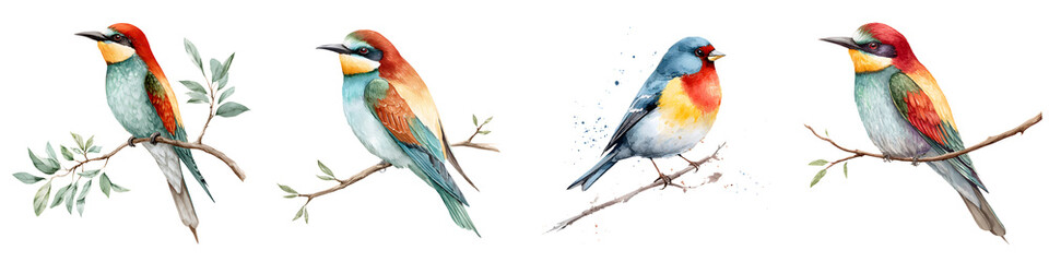 Fototapeta premium Watercolor Bird Collection: Colorful Feathered