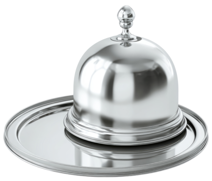 Polished silver dome serving dish with base