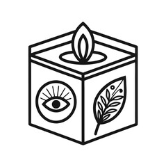Clean black line art of an herbal eye cream box on a white background