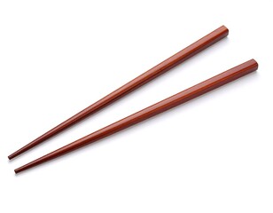 Pair of red chopsticks on white background