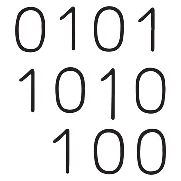 Stylish Hand-Drawn Binary Code Icon for Tech and Coding Art