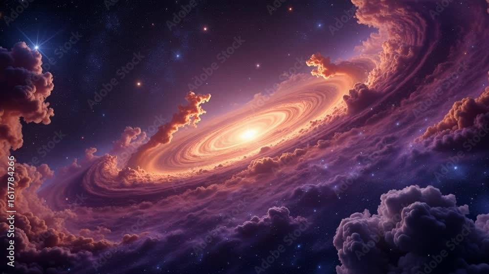Wall mural vibrant cosmic nebula with swirling interstellar clouds and glowing star birth, a stunning deep spac