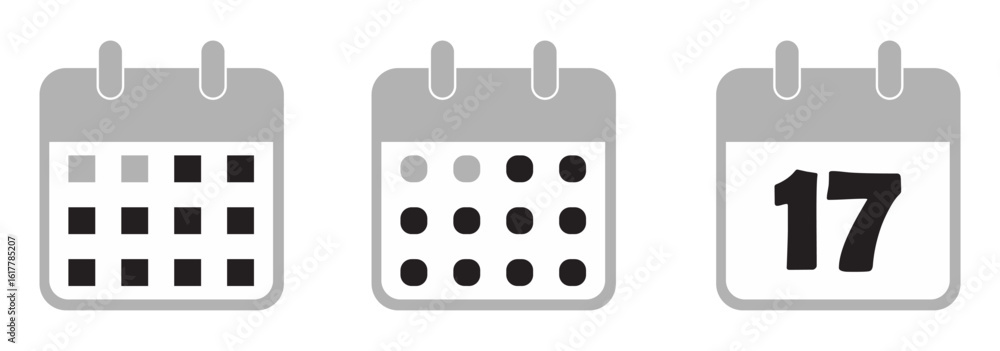 Aufkleber calendar icon set. simple calendar icons collection ideal for mobile app interfaces. calendar differ