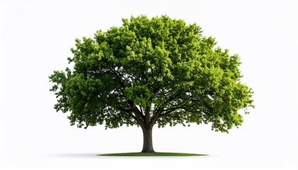 Obraz premium Majestic Springtime Oak Tree Isolated on White Background