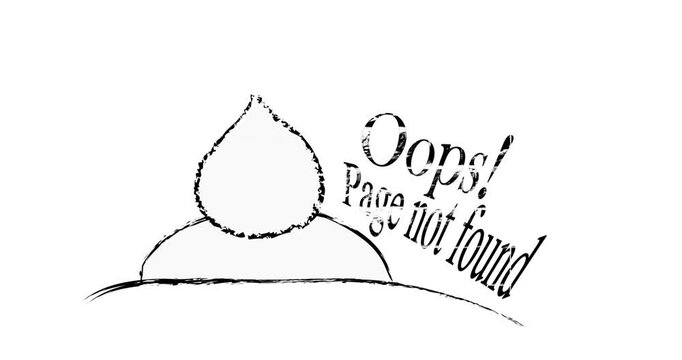 Oops Page not found message with a tail of a hidden rabbit  sketch design in a minimalist style on alpha