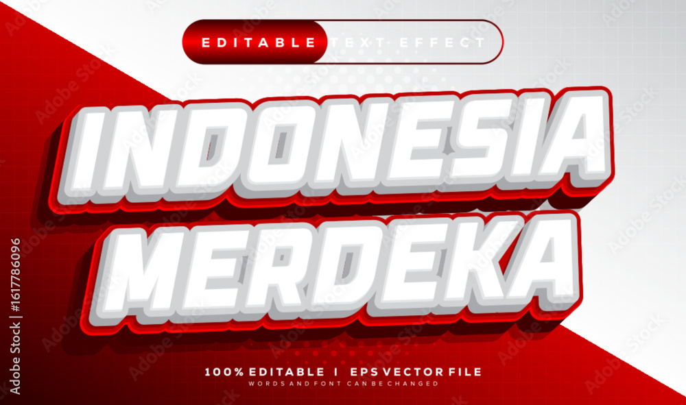 Poster indonesia merdeka vector text effect with modern style design