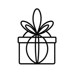 Simple black line drawing of a lavender sachet in a gift box