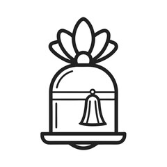 Serene meditation bell and gift box line art illustration